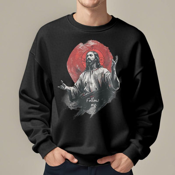 Sweat-shirt en polyester doublé polaire style classique avec auréole de Jésus « Suis-moi » de Christianartworkshop - image 7
