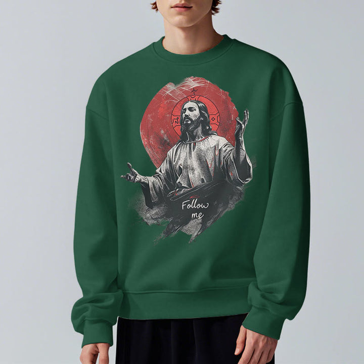 Sweat-shirt en polyester doublé polaire style classique avec auréole de Jésus « Suis-moi » de Christianartworkshop - image 13