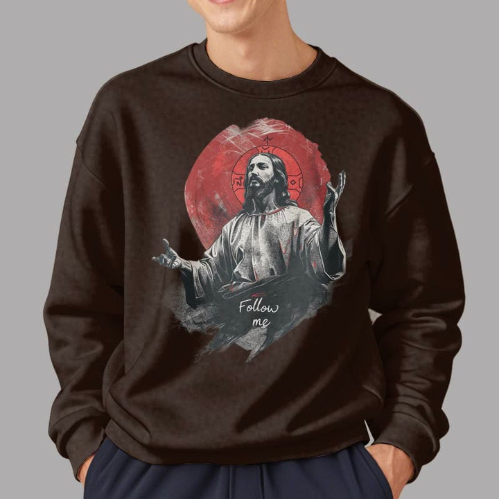 Sweat-shirt en polyester doublé polaire style classique avec auréole de Jésus « Suis-moi » de Christianartworkshop - image 11