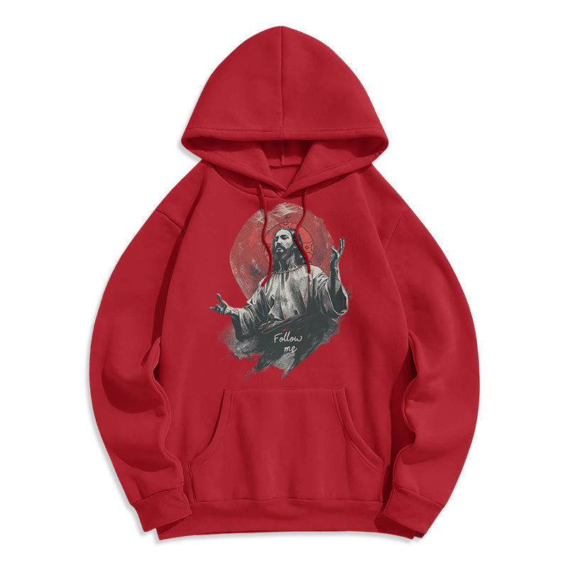 Sweat à capuche Christianartworkshop style classique avec auréole de Jésus et « Suis-moi », doublé polaire, en polyester. - image 17