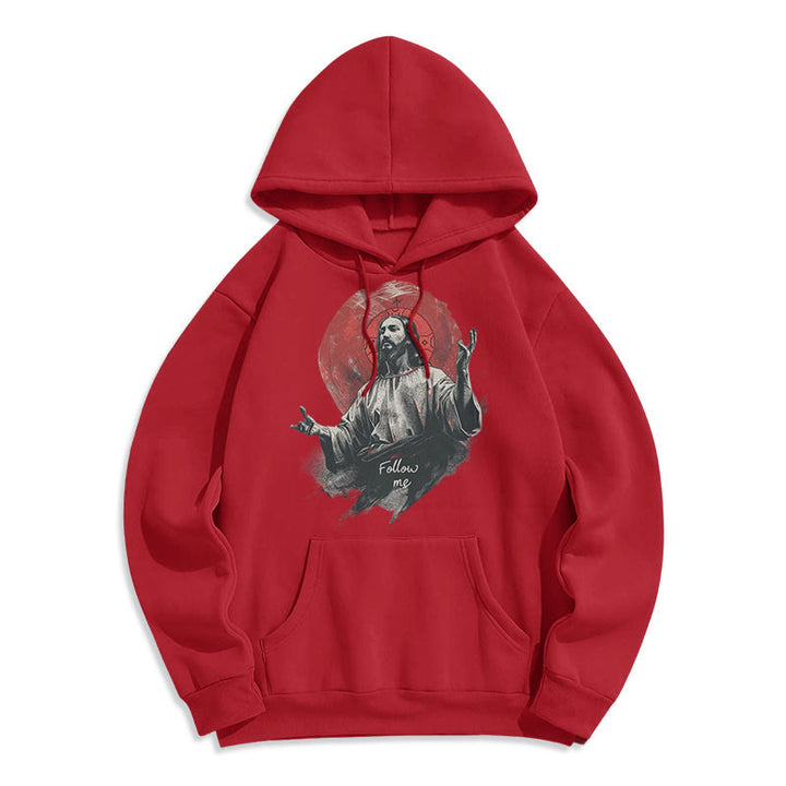 Sweat à capuche Christianartworkshop style classique avec auréole de Jésus et « Suis-moi », doublé polaire, en polyester. - image 17