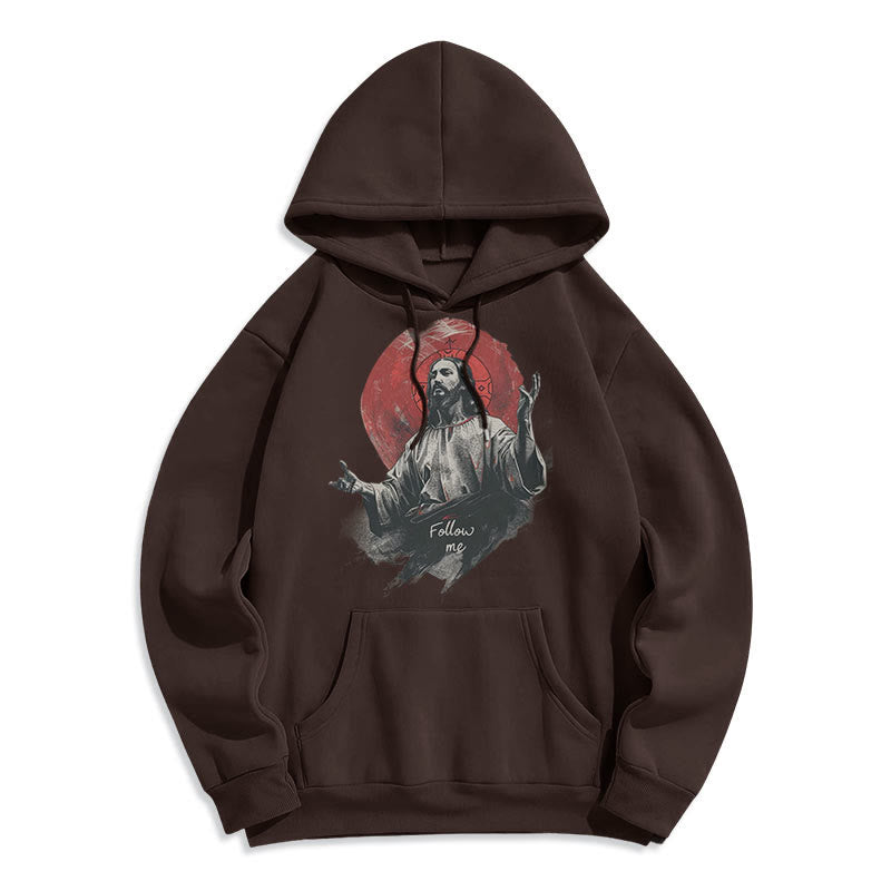 Sweat à capuche Christianartworkshop style classique avec auréole de Jésus et « Suis-moi », doublé polaire, en polyester. - image 11