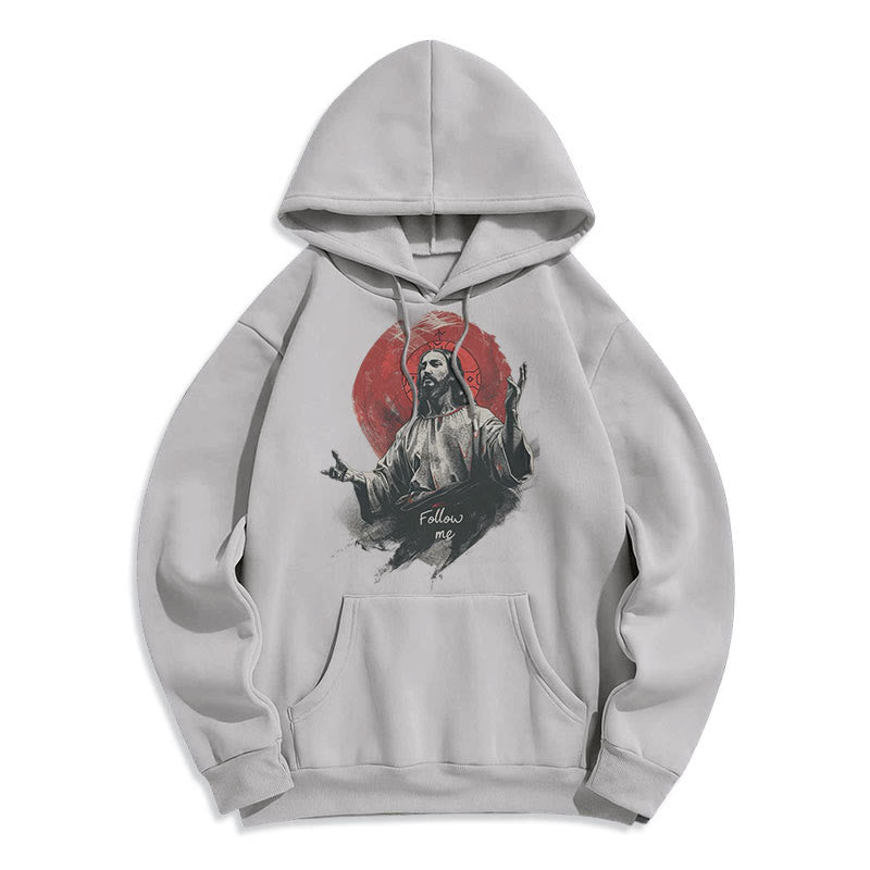 Sweat à capuche Christianartworkshop style classique avec auréole de Jésus et « Suis-moi », doublé polaire, en polyester. - image 15