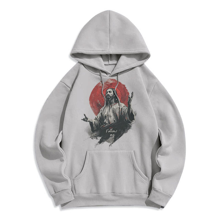 Sweat à capuche Christianartworkshop style classique avec auréole de Jésus et « Suis-moi », doublé polaire, en polyester. - image 15