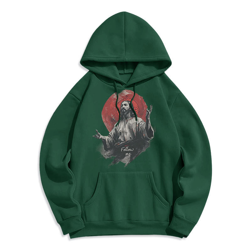 Sweat à capuche Christianartworkshop style classique avec auréole de Jésus et « Suis-moi », doublé polaire, en polyester. - image 13