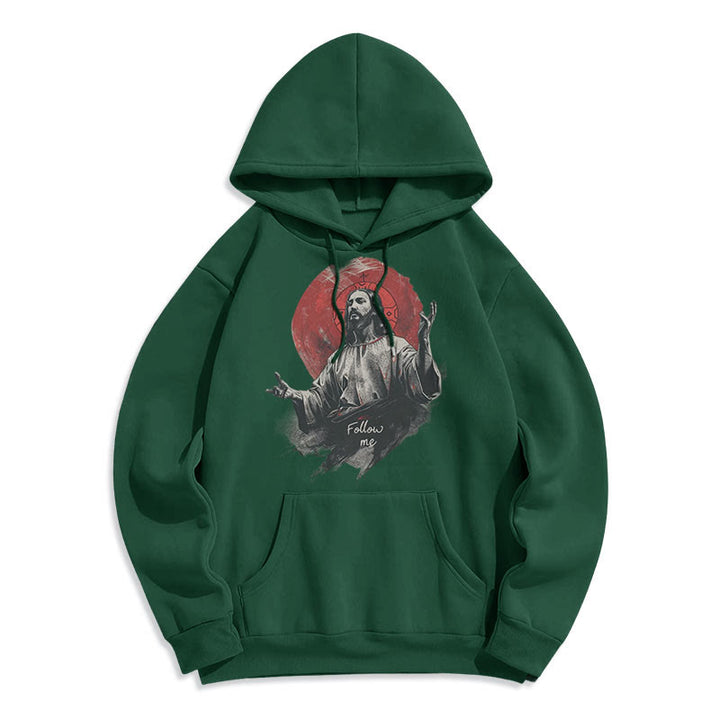 Sweat à capuche Christianartworkshop style classique avec auréole de Jésus et « Suis-moi », doublé polaire, en polyester. - image 13