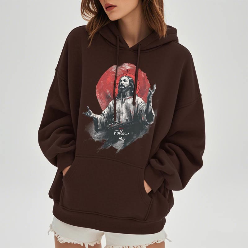 Sweat à capuche Christianartworkshop style classique avec auréole de Jésus et « Suis-moi », doublé polaire, en polyester. - image 12