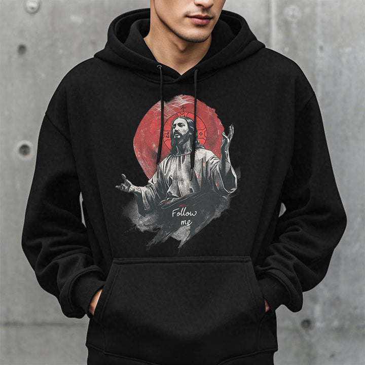 Sweat à capuche Christianartworkshop style classique avec auréole de Jésus et « Suis-moi », doublé polaire, en polyester. - image 6