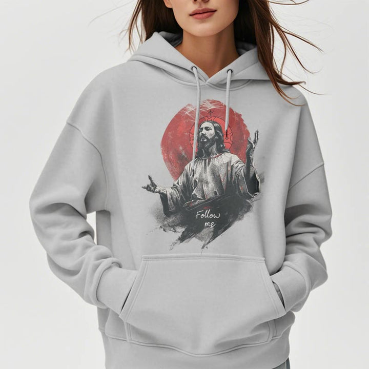 Sweat à capuche Christianartworkshop style classique avec auréole de Jésus et « Suis-moi », doublé polaire, en polyester. - image 16