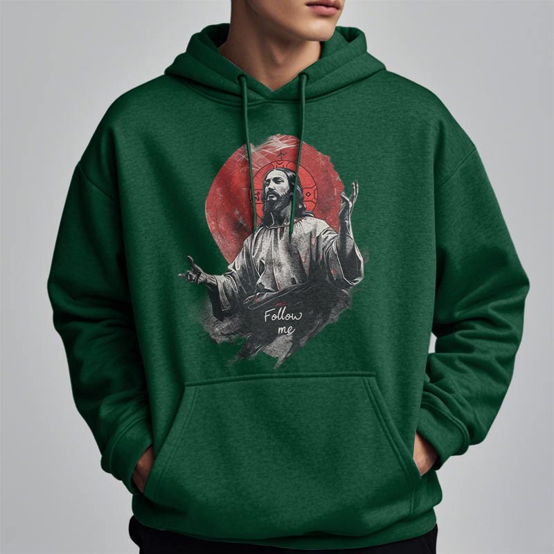 Sweat à capuche Christianartworkshop style classique avec auréole de Jésus et « Suis-moi », doublé polaire, en polyester. - image 14