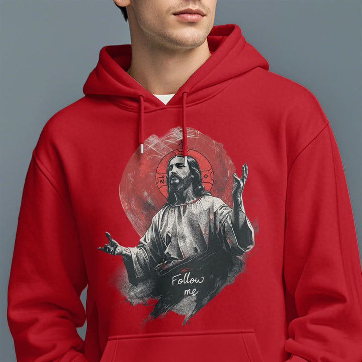 Sweat à capuche Christianartworkshop style classique avec auréole de Jésus et « Suis-moi », doublé polaire, en polyester. - image 18