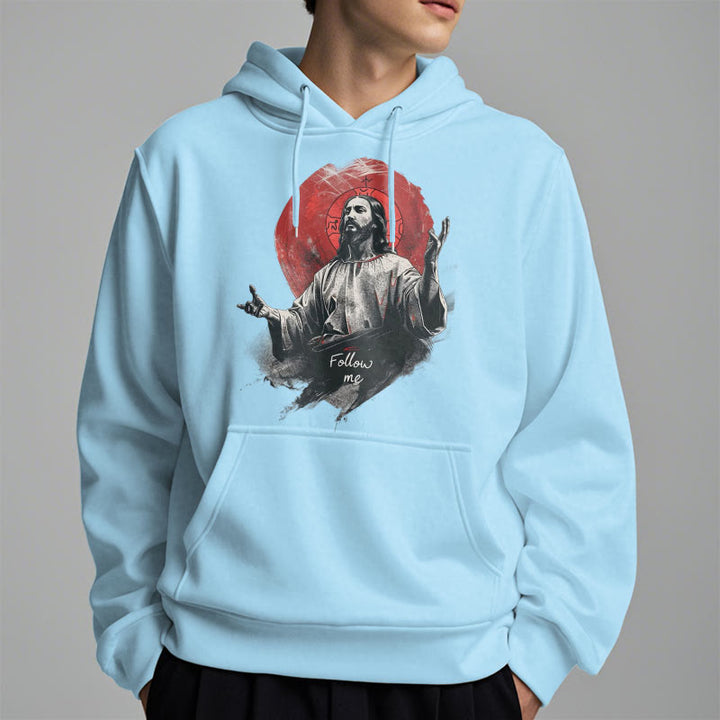 Sweat à capuche Christianartworkshop style classique avec auréole de Jésus et « Suis-moi », doublé polaire, en polyester. - image 4