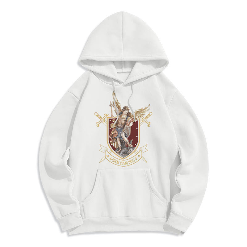 Sweat à capuche en polyester doublé polaire style classique Saint Michel Archange de Christianartworkshop - Blanc - 2XL - image 7