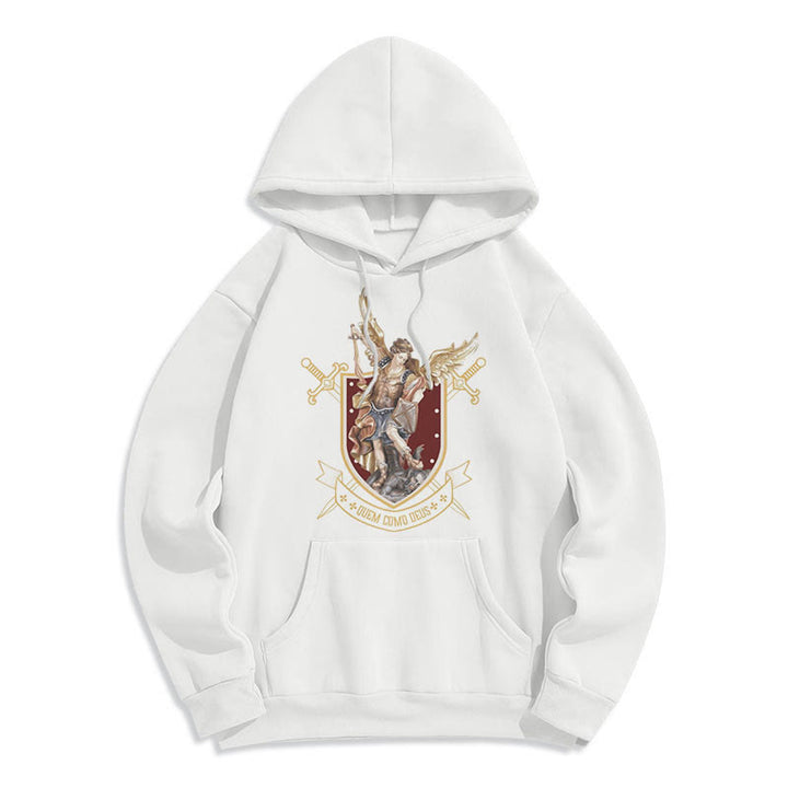 Sweat à capuche en polyester doublé polaire style classique Saint Michel Archange de Christianartworkshop - Blanc - 2XL - image 7