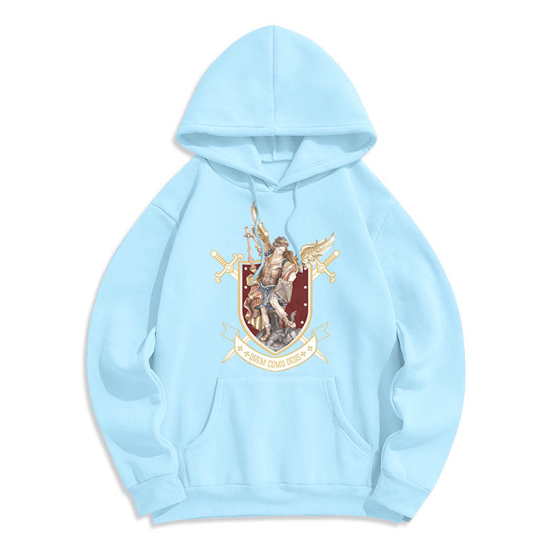 Sweat à capuche en polyester doublé polaire style classique Saint Michel Archange de Christianartworkshop - Bleu - 2XL - image 15
