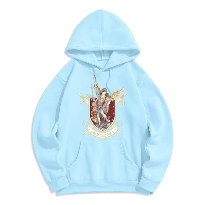 Sweat à capuche en polyester doublé polaire style classique Saint Michel Archange de Christianartworkshop - Bleu - 2XL - image 15