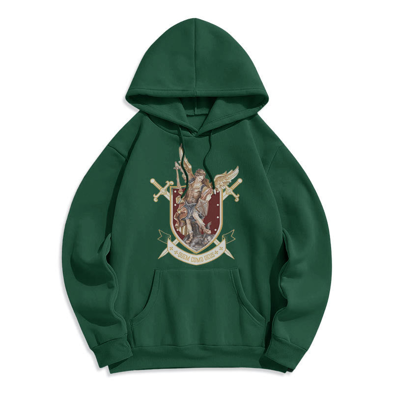 Sweat à capuche en polyester doublé polaire style classique Saint Michel Archange de Christianartworkshop - Vert - 2XL - image 13