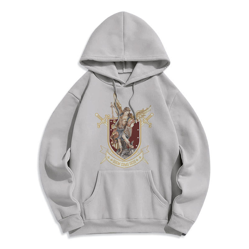 Sweat à capuche en polyester doublé polaire style classique Saint Michel Archange de Christianartworkshop - Gris - 2XL - image 17