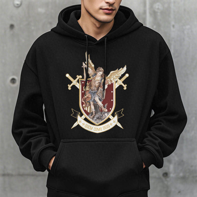 Sweat à capuche en polyester doublé polaire style classique Saint Michel Archange de Christianartworkshop - image 6