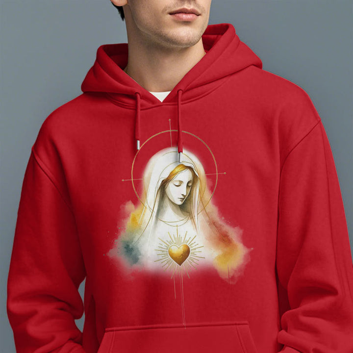 Sweat à capuche en polyester doublé polaire avec halo et motif Sacré-Cœur de la Vierge Marie, style moderne, Christianartworkshop - image 18
