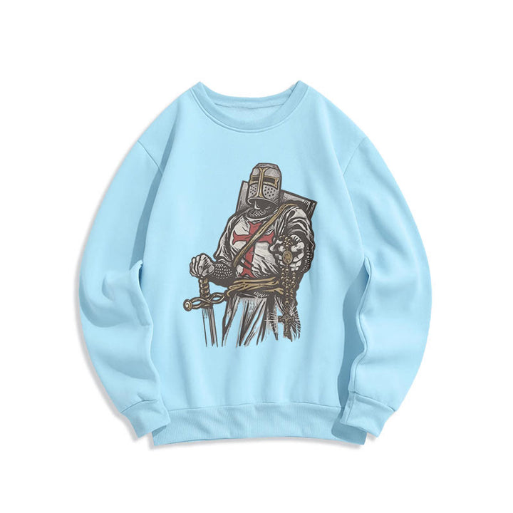 Sweat-shirt en polyester doublé polaire style moderne « Valeur et Foi des Croisés » de Christianartworkshop - Bleu - 2XL - image 14