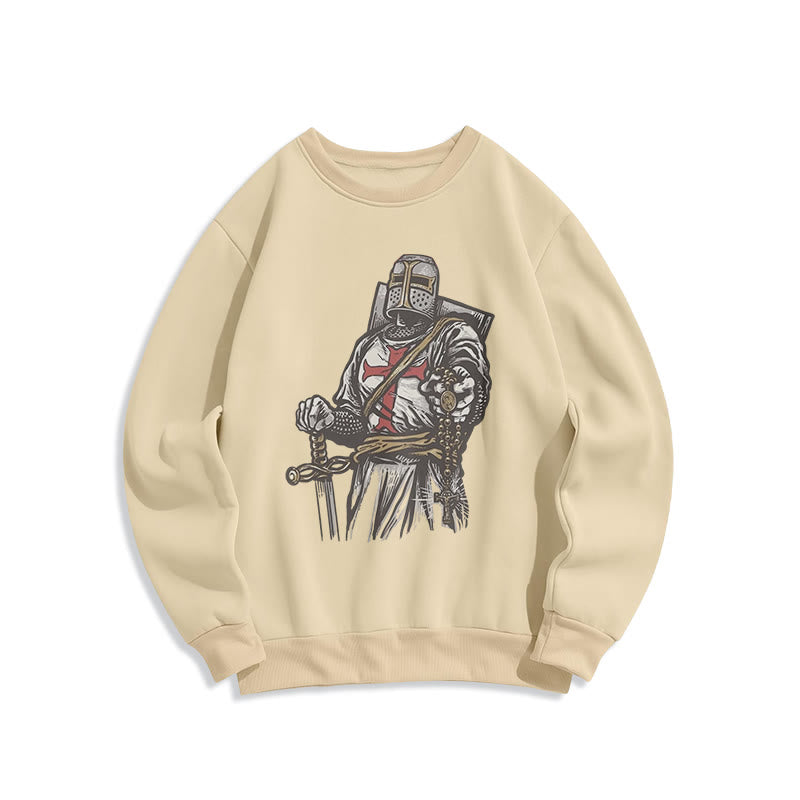 Sweat-shirt en polyester doublé polaire style moderne « Valeur et Foi des Croisés » de Christianartworkshop - Beige - 2XL - image 8