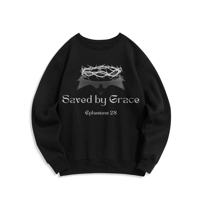 Sweat-shirt en polyester doublé polaire « Sauvé par la grâce » avec citation de Christianartworkshop - Noir - 2XL - image 6