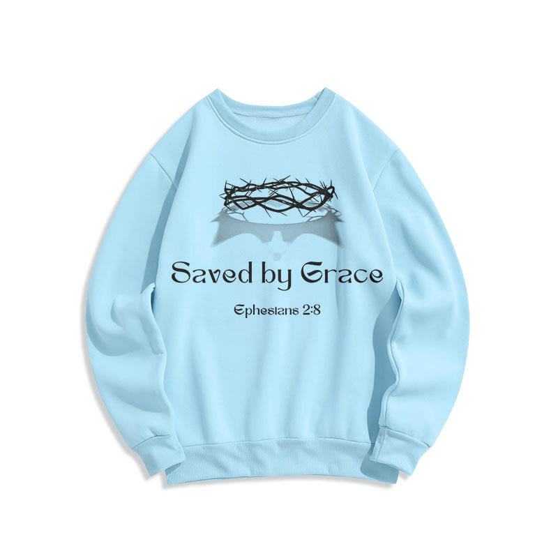 Sweat-shirt en polyester doublé polaire « Sauvé par la grâce » avec citation de Christianartworkshop - Bleu - 2XL - image 14