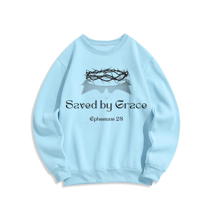 Sweat-shirt en polyester doublé polaire « Sauvé par la grâce » avec citation de Christianartworkshop - Bleu - 2XL - image 14