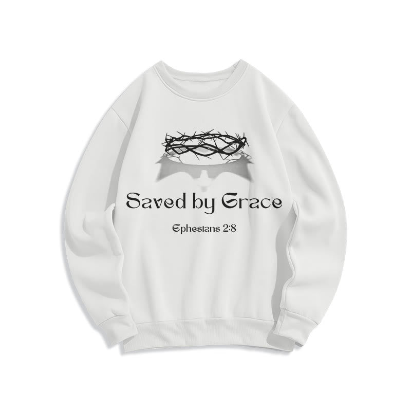 Sweat-shirt en polyester doublé polaire « Sauvé par la grâce » avec citation de Christianartworkshop - Blanc - 2XL - image 8
