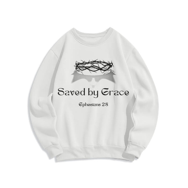 Sweat-shirt en polyester doublé polaire « Sauvé par la grâce » avec citation de Christianartworkshop - Blanc - 2XL - image 8