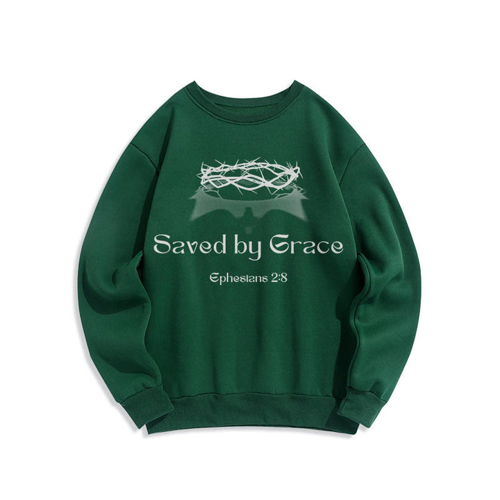 Sweat-shirt en polyester doublé polaire « Sauvé par la grâce » avec citation de Christianartworkshop - Vert - 2XL - image 12