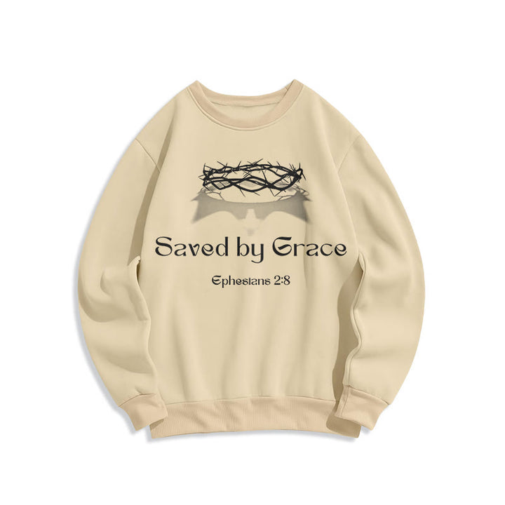 Sweat-shirt en polyester doublé polaire « Sauvé par la grâce » avec citation de Christianartworkshop - Beige - 2XL - image 0