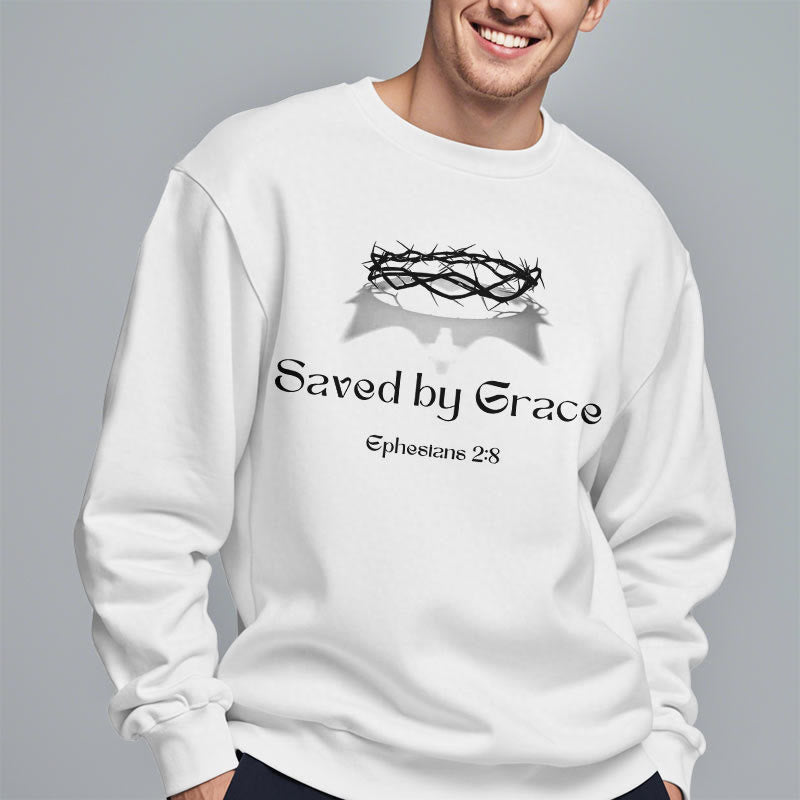 Sweat-shirt en polyester doublé polaire « Sauvé par la grâce » avec citation de Christianartworkshop - image 9