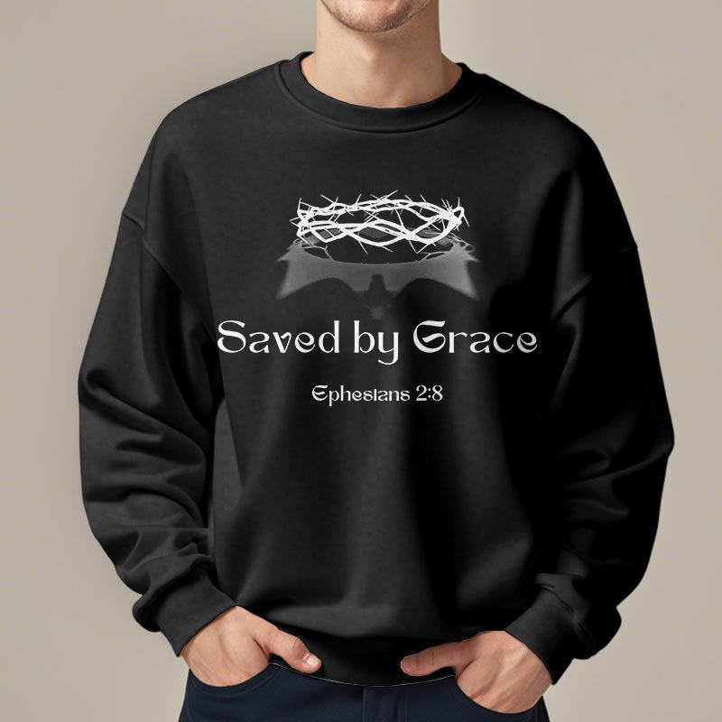 Sweat-shirt en polyester doublé polaire « Sauvé par la grâce » avec citation de Christianartworkshop - image 7