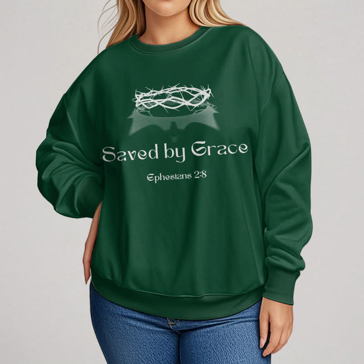 Sweat-shirt en polyester doublé polaire « Sauvé par la grâce » avec citation de Christianartworkshop - image 13