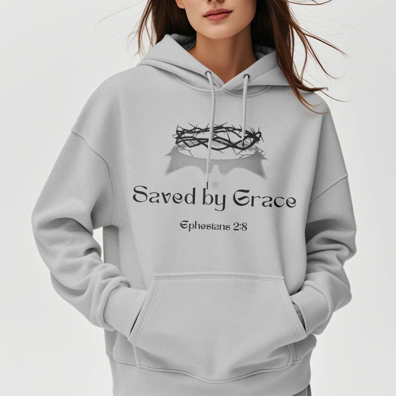 Sweat à capuche en polyester doublé polaire « Sauve par la grâce » de Christianartworkshop - image 16