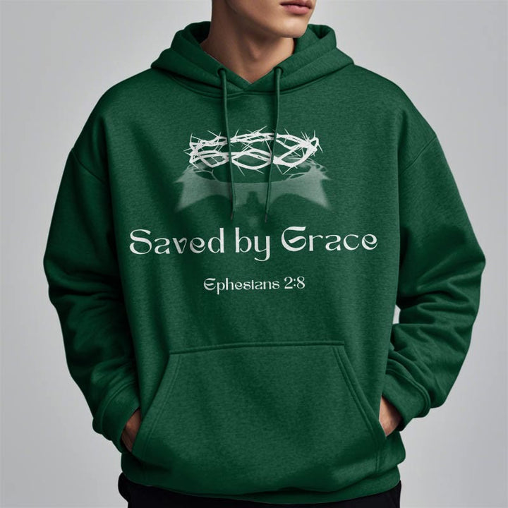 Sweat à capuche en polyester doublé polaire « Sauve par la grâce » de Christianartworkshop - image 4