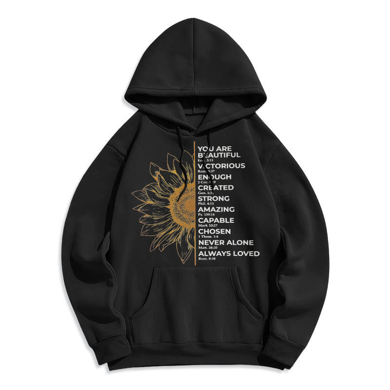 Sweat à capuche en polyester doublé polaire Christianartworkshop avec citation style tournesol force positivité - image 5