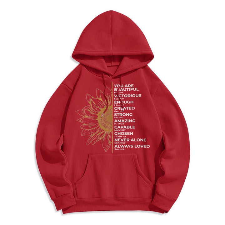 Sweat à capuche en polyester doublé polaire Christianartworkshop avec citation style tournesol force positivité - image 17