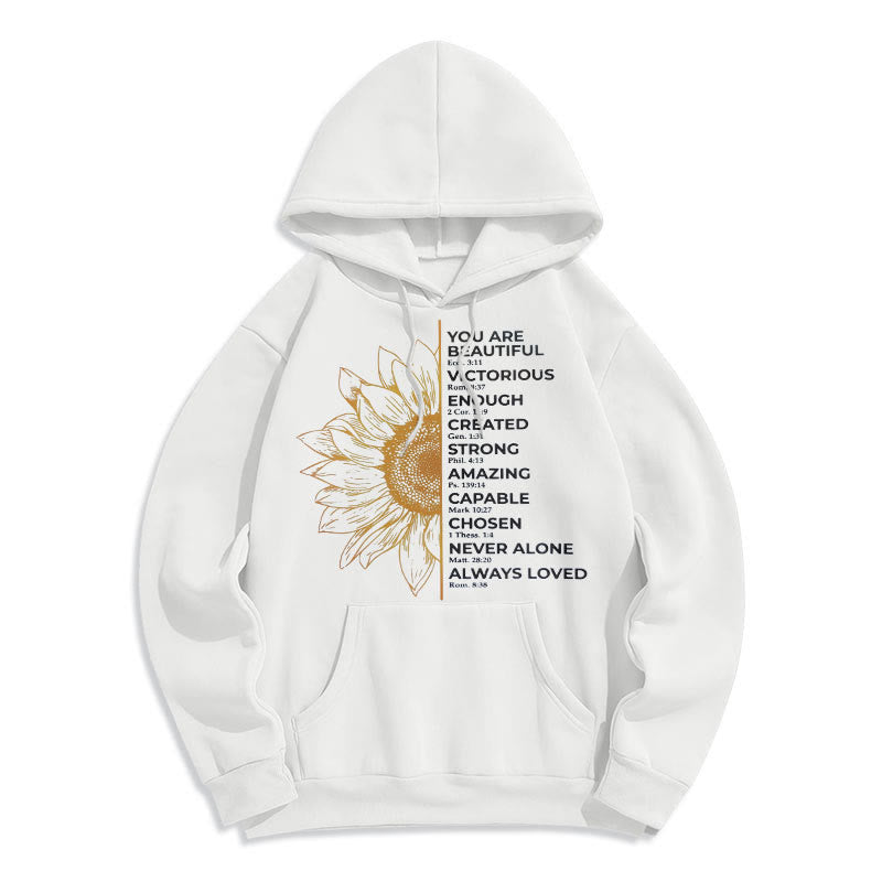 Sweat à capuche en polyester doublé polaire Christianartworkshop avec citation style tournesol force positivité - image 0