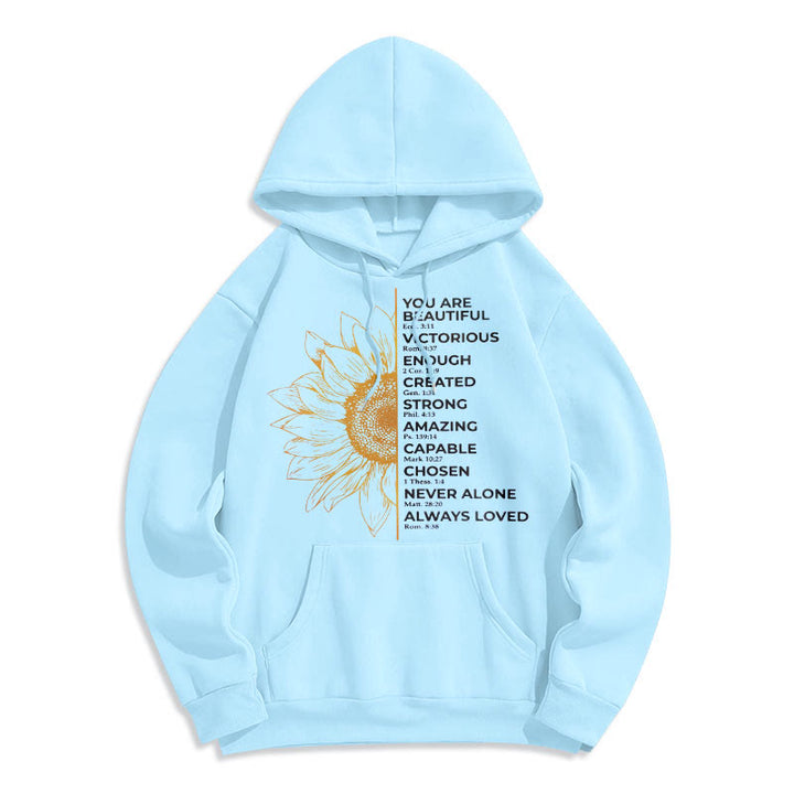 Sweat à capuche en polyester doublé polaire Christianartworkshop avec citation style tournesol force positivité - image 13