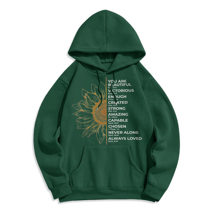 Sweat à capuche en polyester doublé polaire Christianartworkshop avec citation style tournesol force positivité - image 11