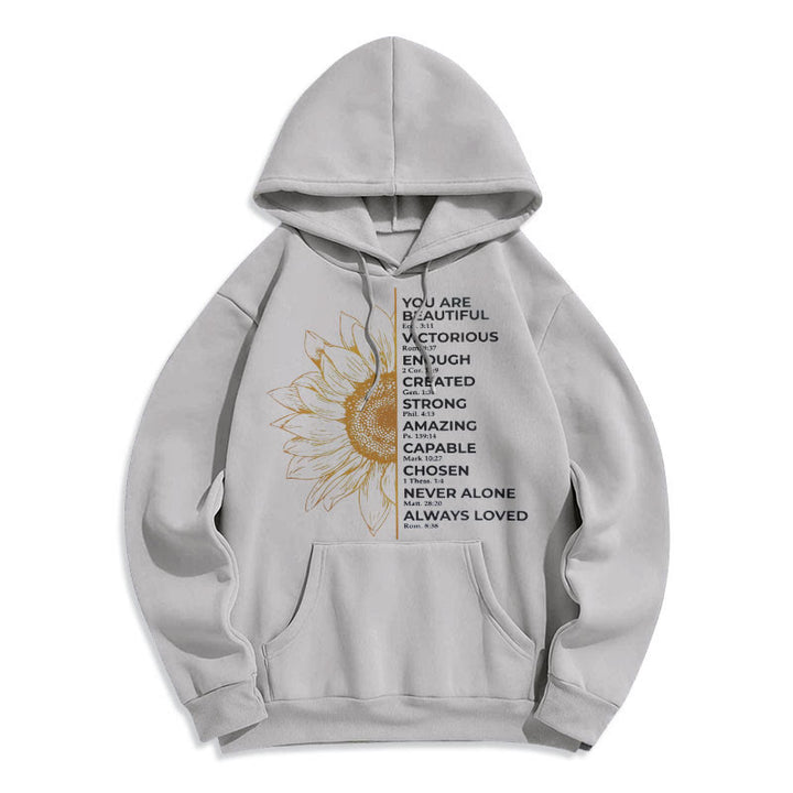 Sweat à capuche en polyester doublé polaire Christianartworkshop avec citation style tournesol force positivité - image 15