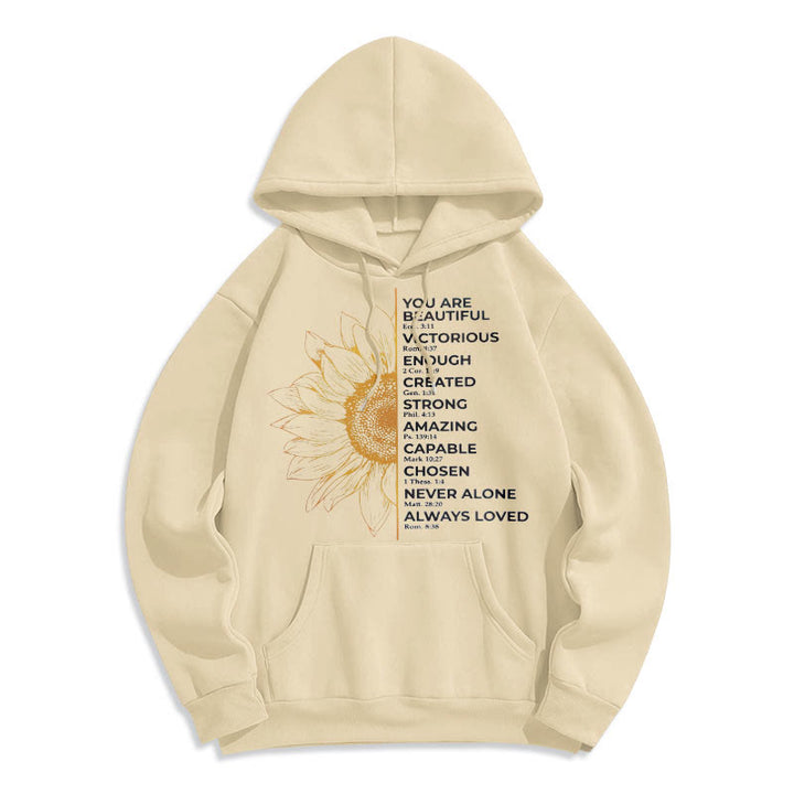 Sweat à capuche en polyester doublé polaire Christianartworkshop avec citation style tournesol force positivité - image 7