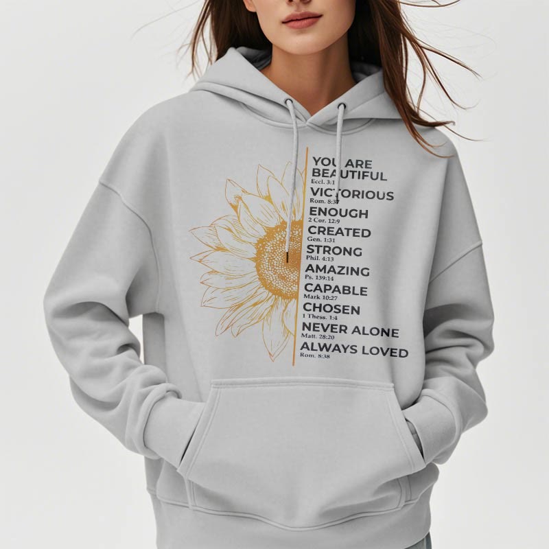 Sweat à capuche en polyester doublé polaire Christianartworkshop avec citation style tournesol force positivité - image 16