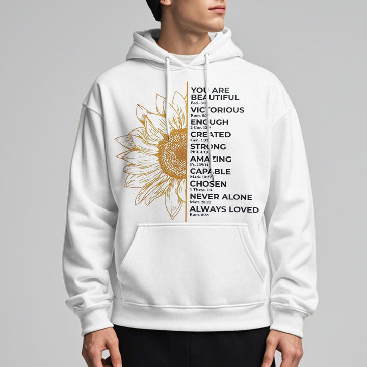 Sweat à capuche en polyester doublé polaire Christianartworkshop avec citation style tournesol force positivité - image 4