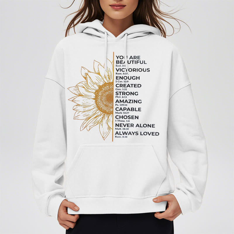 Sweat à capuche en polyester doublé polaire Christianartworkshop avec citation style tournesol force positivité - image 3