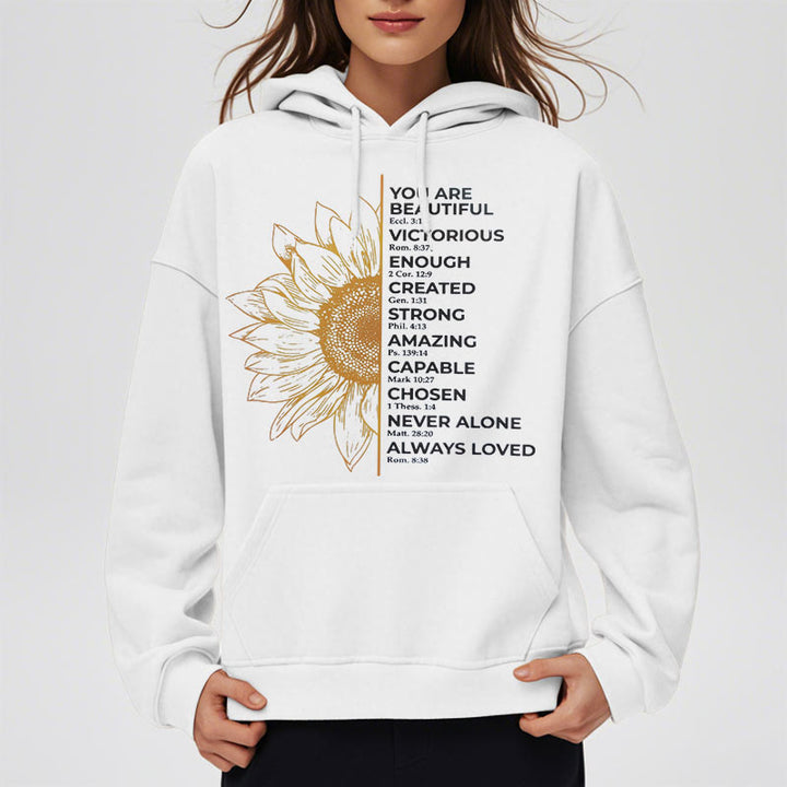 Sweat à capuche en polyester doublé polaire Christianartworkshop avec citation style tournesol force positivité - image 3