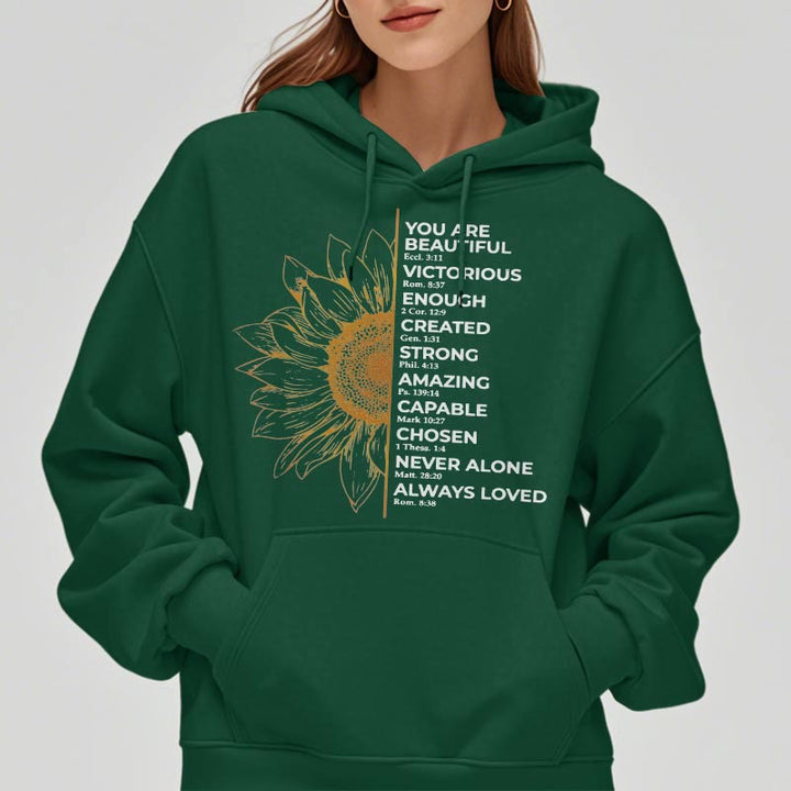 Sweat à capuche en polyester doublé polaire Christianartworkshop avec citation style tournesol force positivité - image 12